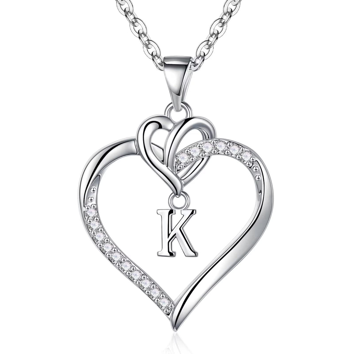 STORUP Heart Initial Necklaces for Women Girls, 14K-Gold-Plated Initial A-Z Heart Necklaces for Teen Girl Jewelry Birthday Gifts for Girls Women Her Wife Mom