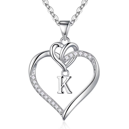 STORUP Heart Initial Necklaces for Women Girls, 14K-Gold-Plated Initial A-Z Heart Necklaces for Teen Girl Jewelry Birthday Gifts for Girls Women Her Wife Mom