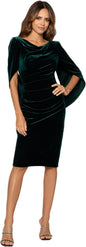 Betsy & Adam Women's Velvet Midi Cowl Neck Drape Back Dress