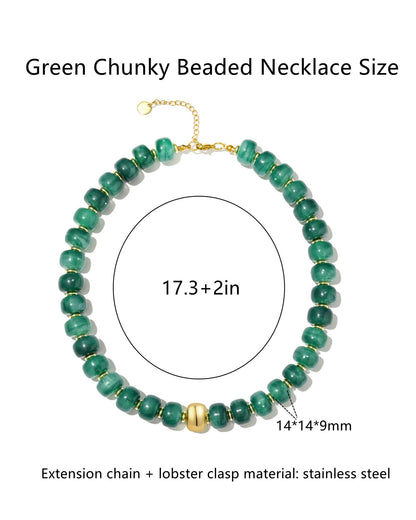 Chunky Beaded Statement Necklace for Women Trendy Colorful Boho Resin Bead Choker Necklaces Summer Handmade Jewelry Gifts Accessories