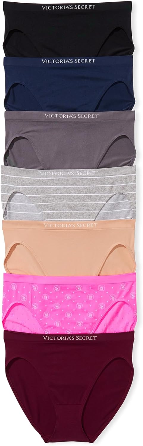 Victoria's Secret Women's Seamless Brief Underwear, Full Coverage Panties for Women, Multi Pack (XS-XXL)