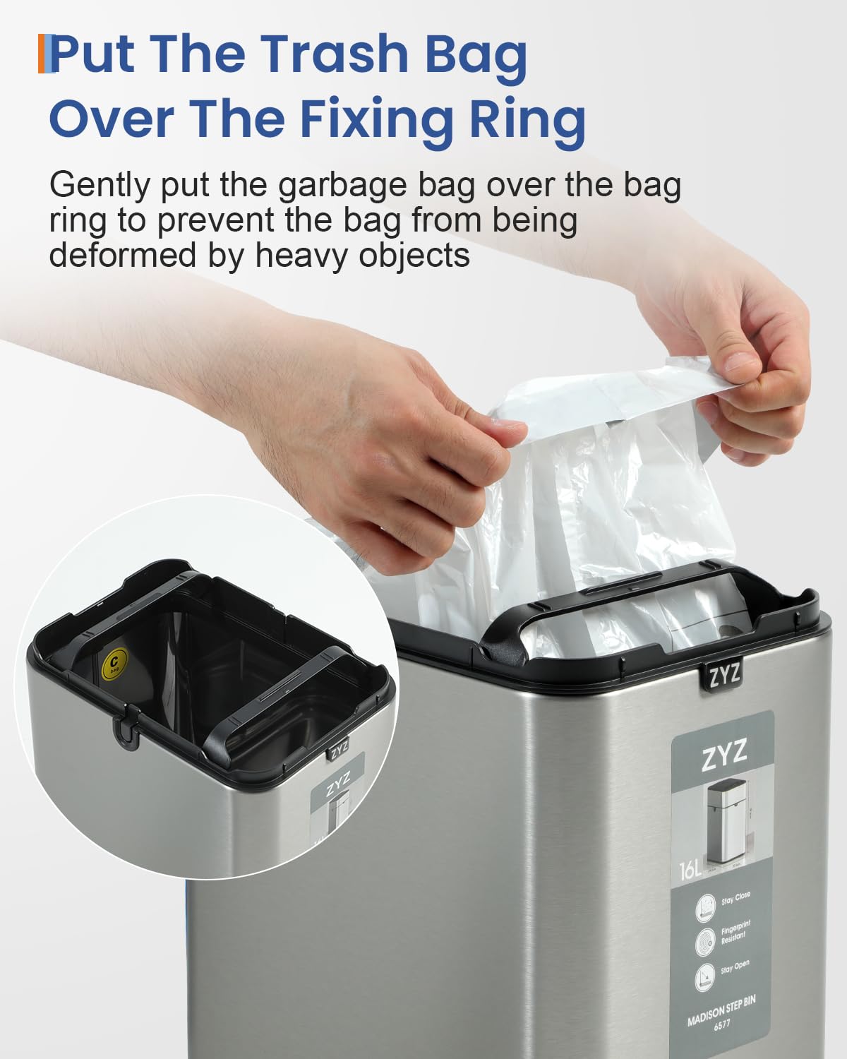 zyz Kitchen Trash Can 10.6 Gallon / 40 Liter, Garbage Cans with Butterfly Lid, Automatic Sensor Trash Bin, USB Type C 1500mAh Battery, Stainless Steel, Touchless and Soft Close, Restaurants Garages