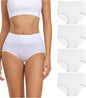 wirarpa Women's Cotton Underwear High Waisted Ladies Panties Full Coverage Briefs 4 Pack (Regular & Plus Size)