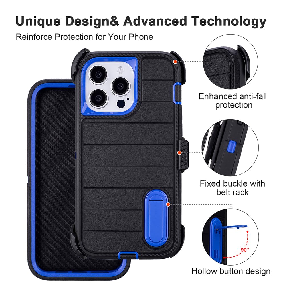 for Phone Case iPhone 14 Pro Max Case Black with Belt Clip Heavy Duty Holster for Shockproof Cases,3 Layers of Sturdy,Military Grade Defender Cover for iPhone 14 Pro Max Cases Black 6.7 Inch