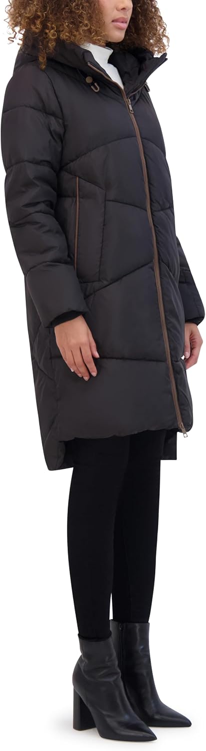 Andrew Marc womens Baisley Water Resistant High Low Relaxed Puffer