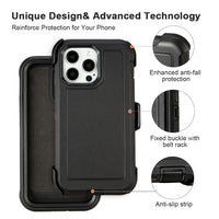 for Black iPhone 16 Pro Case with Belt Clip, for Shockproof iPhone 16 Pro Case Heavy Duty,3 Layers of Sturdy,Anti-Drop,Military-Grade Defender Cover for iPhone 16Pro Case Black