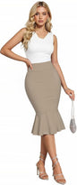 Hybrid & Company Women's Techno/Scuba Stretchy Office Pencil Skirt Made in USA