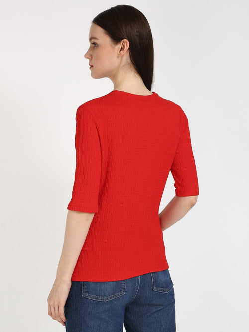 Calvin Klein Women's Textured Knit 3/4 Sleeve Top