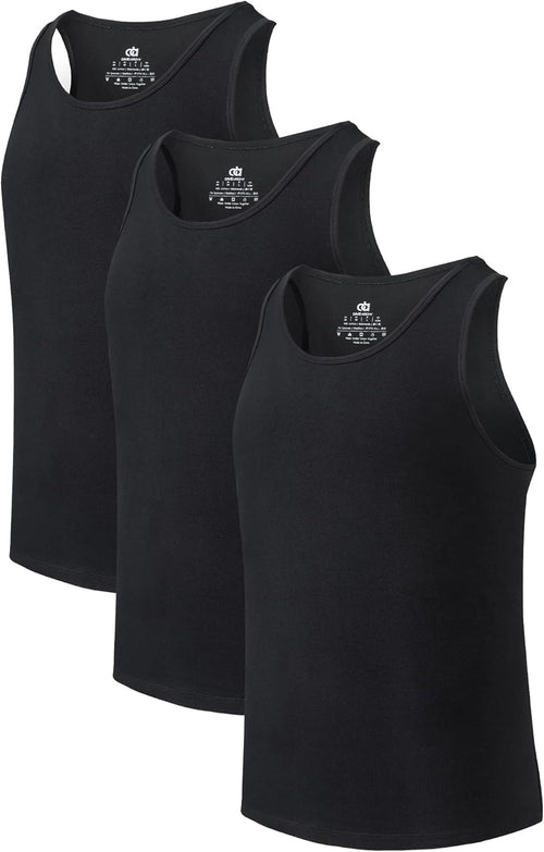 DAVID ARCHY Men's Undershirts Combed Cotton Tank Tops Soft Moisture-Wicking Shirt Breathable A-Shirt for Men 3 Pack