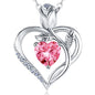 Women's Heart Pendant Necklace – 1.2CT Moissanite or Lab-Grown Sapphire, Ruby & Emerald