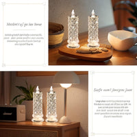 Rose Shadow LED Flameless Candles, 6PCS Romantic Battery Operated Candles Led Pillar Candles for Valentines Anniversary Wedding Christmas Decorations(White, D 2.5" x H 7.2")