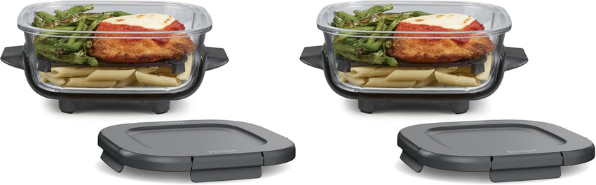 Ninja 6 Cup CleanCrisp Glass Container with Leak-Proof Storage lid, Compatible with Ninja Crispi® Portable Cooking System, Microwave, Freezer & Dishwasher Safe, PFAS & PTFE Free Glass, XSKSFN6CUP