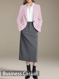 Mina Self 2025 Fall Casual Blazer for Women-Long Sleeve Lapel Open Front Lightweight Work Office Jackets with Pockets