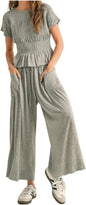Summer Pants Set Women 2 Piece Lounge Matching Set Casual Outfit with Pockets for Travel Shopping Boho Chic Outfit