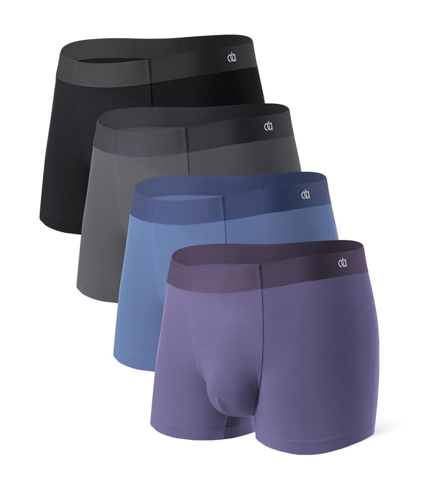 DAVID ARCHY Men's Underwear Trunks Modal Support Pouch Ultra Soft Breathable Seamless Underwear for Men 4 Pack