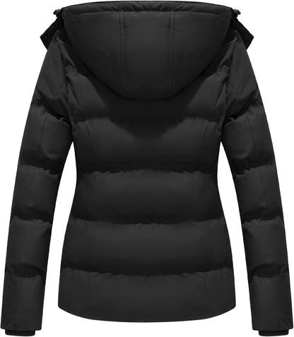 GGleaf Women's Winter Coats Quilted Puffer Jacket Warm Snow Coat with Removable Hood