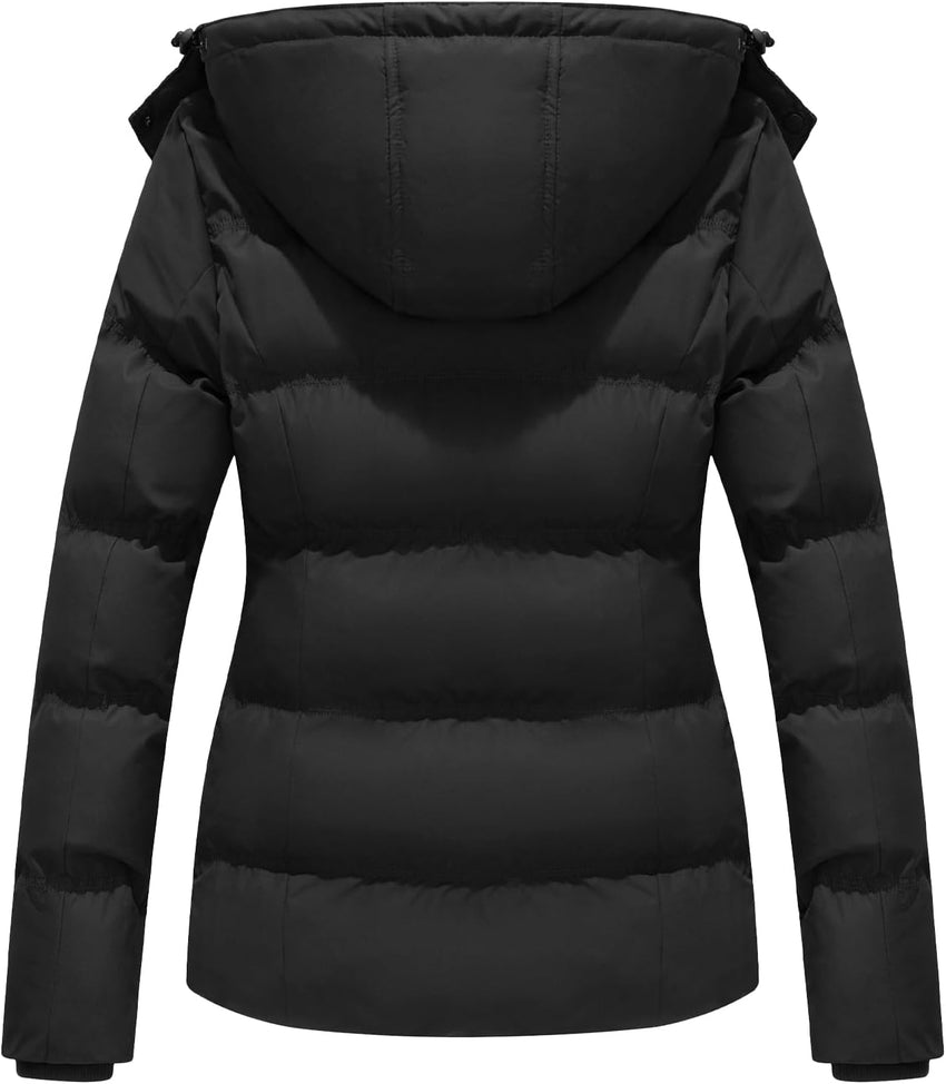 GGleaf Women's Winter Coats Quilted Puffer Jacket Warm Snow Coat with Removable Hood