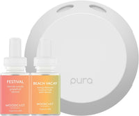 Pura Smart Home Fragrance Device Starter Set - Pura 4 - Scent Diffuser for Home - Includes Fragrance Aroma Diffuser - Square Box, Maui Mango and Signature Island Blend Scent Refills
