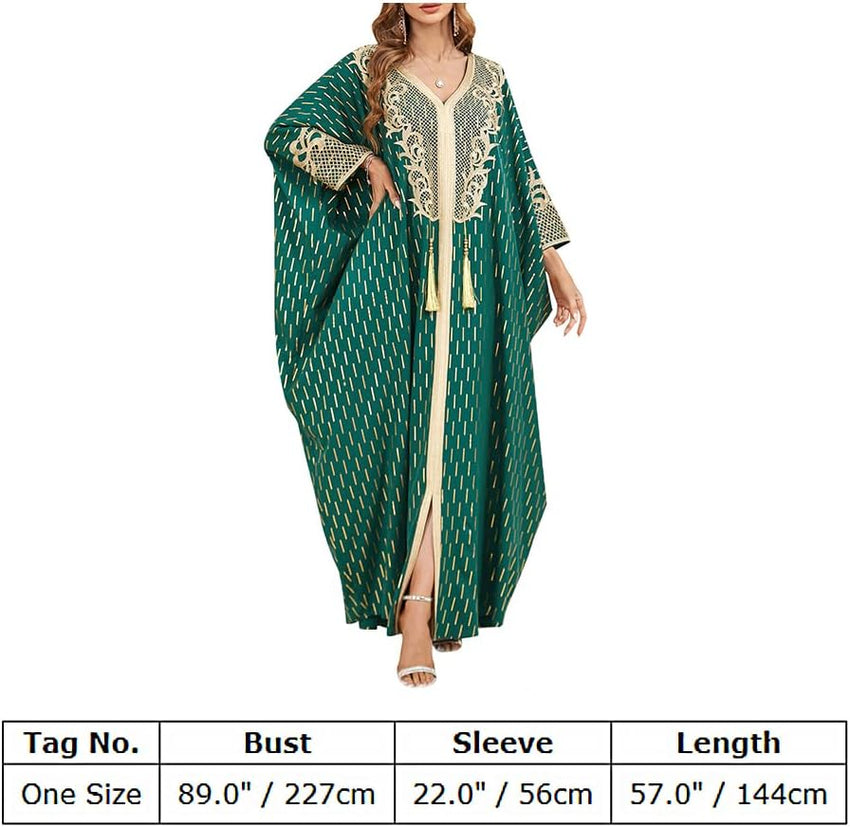 ODIZLI Muslim Abaya for Women Long Dresses Dubai Pendant Bat Sleeves Turkey African Caftan Vest
