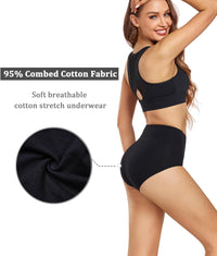 wirarpa Women's Underwear High Waisted Ladies Cotton Panties Soft Full Coverage Briefs 5 Pack (Regular & Plus Size)