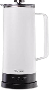 Nextmug Press - Temperature-Controlled, Self-Heating French Press (White - 40 oz.)