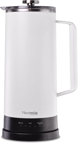 Nextmug Press - Temperature-Controlled, Self-Heating French Press (White - 40 oz.)