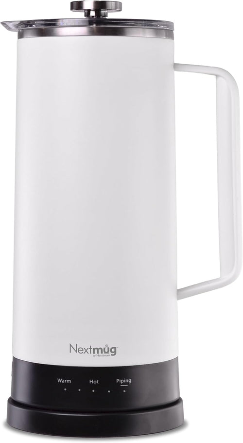 Nextmug Press - Temperature-Controlled, Self-Heating French Press (White - 40 oz.)
