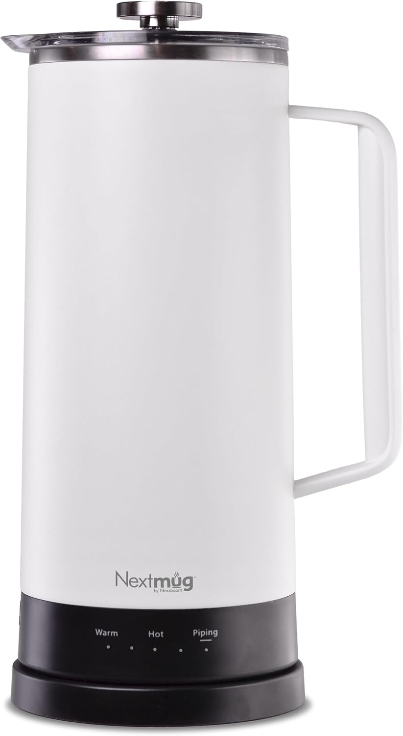 Nextmug Press - Temperature-Controlled, Self-Heating French Press (White - 40 oz.)