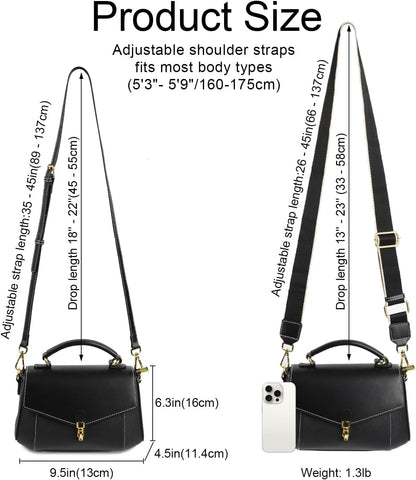 imeetu Crossbody Bags for Women, Leather Shoulder Bag, Purses and Handbags | Genuine Leather Womens Crossbody Purse, Structure Shoulder Purse with Top Handle & 2 Straps for 3 Styles, Travel, Daily, Gift