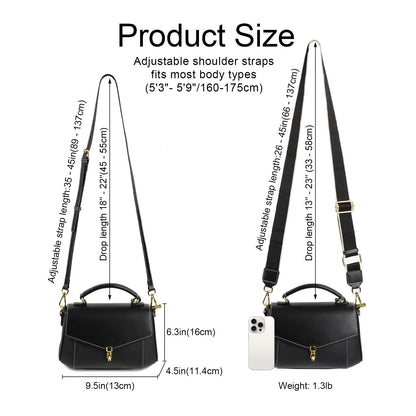 imeetu Crossbody Bags for Women, Leather Shoulder Bag, Purses and Handbags | Genuine Leather Womens Crossbody Purse, Structure Shoulder Purse with Top Handle & 2 Straps for 3 Styles, Travel, Daily, Gift