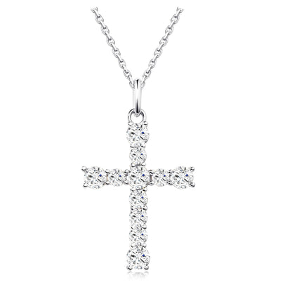 Dainty Gold Necklace for Women, 18K Real Gold Plated Necklace, White Gold Cross Silver Necklace, Cubic Zirconia Necklace, Birthday Gifts for Women Jewelry