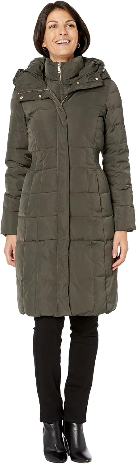 Cole Haan womens Long Quilted Puffer Coat Down Jacket