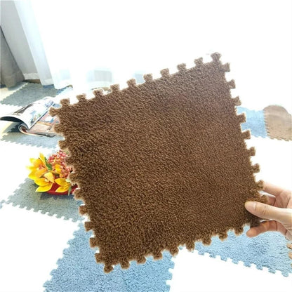7DAY'S 40pcs 30x30cm DIY Nordic Floor Mat Splicing Carpet Plush Velvet Bedroom Rooms Pink Mat Puzzle Plush Mats Interlocking Carpet Tiles for Commercial and Home