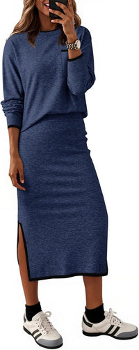 Dokotoo 2 Piece Skirts Sets For Women Fall Fashion 2025 Sweater Dress Knit Lounge Travel Outfits Winter Clothing