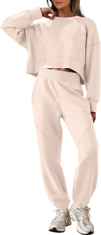 ANRABESS Womens 2 Piece Outfits Lounge Sets Cropped Sweatshirt Joggers Fashion Sweatsuit Sweat Set 2025 Winter Travel Outfits