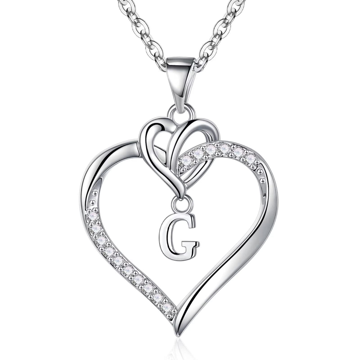 STORUP Heart Initial Necklaces for Women Girls, 14K-Gold-Plated Initial A-Z Heart Necklaces for Teen Girl Jewelry Birthday Gifts for Girls Women Her Wife Mom