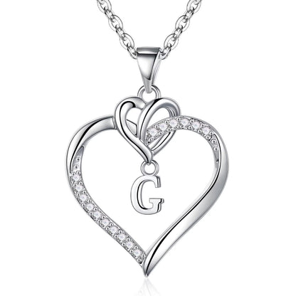 STORUP Heart Initial Necklaces for Women Girls, 14K-Gold-Plated Initial A-Z Heart Necklaces for Teen Girl Jewelry Birthday Gifts for Girls Women Her Wife Mom