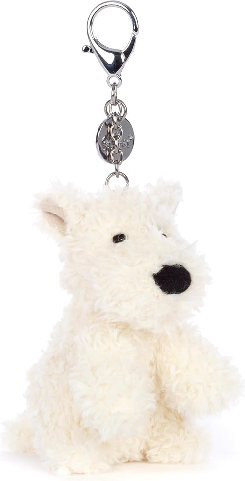Jellycat Munro Scottie Dog Bag Charm, 4 inches - Dogs and Puppies Plush Keychain - Great Gift Idea