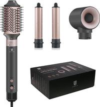 Hair Dryer Brush Air Styler: Dual Voltage 7 in 1 Ionic Multi Styling Tools with Hot Air Straightener, Auto Wrap Curlers, Frizz-Free Volumizer, Fast Blow Drying Curling Straightening and Smoothing
