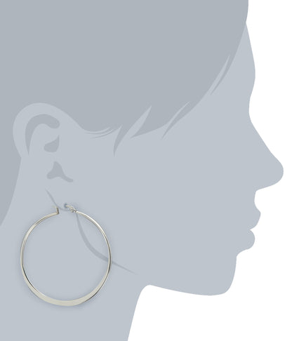 Amazon Essentials Gold Plated or Stainless Steel Flattened Hoop Earrings