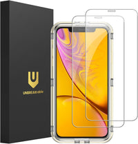 UNBREAKcable 2-Pack Screen Protector for iPhone 14/13/13 Pro Double Shatterproof Tempered Glass [Easy Installation Frame] [9H Hardness] [99.99% HD] [Bubble Free] for Apple 13 Pro/13/14 6.1 inch