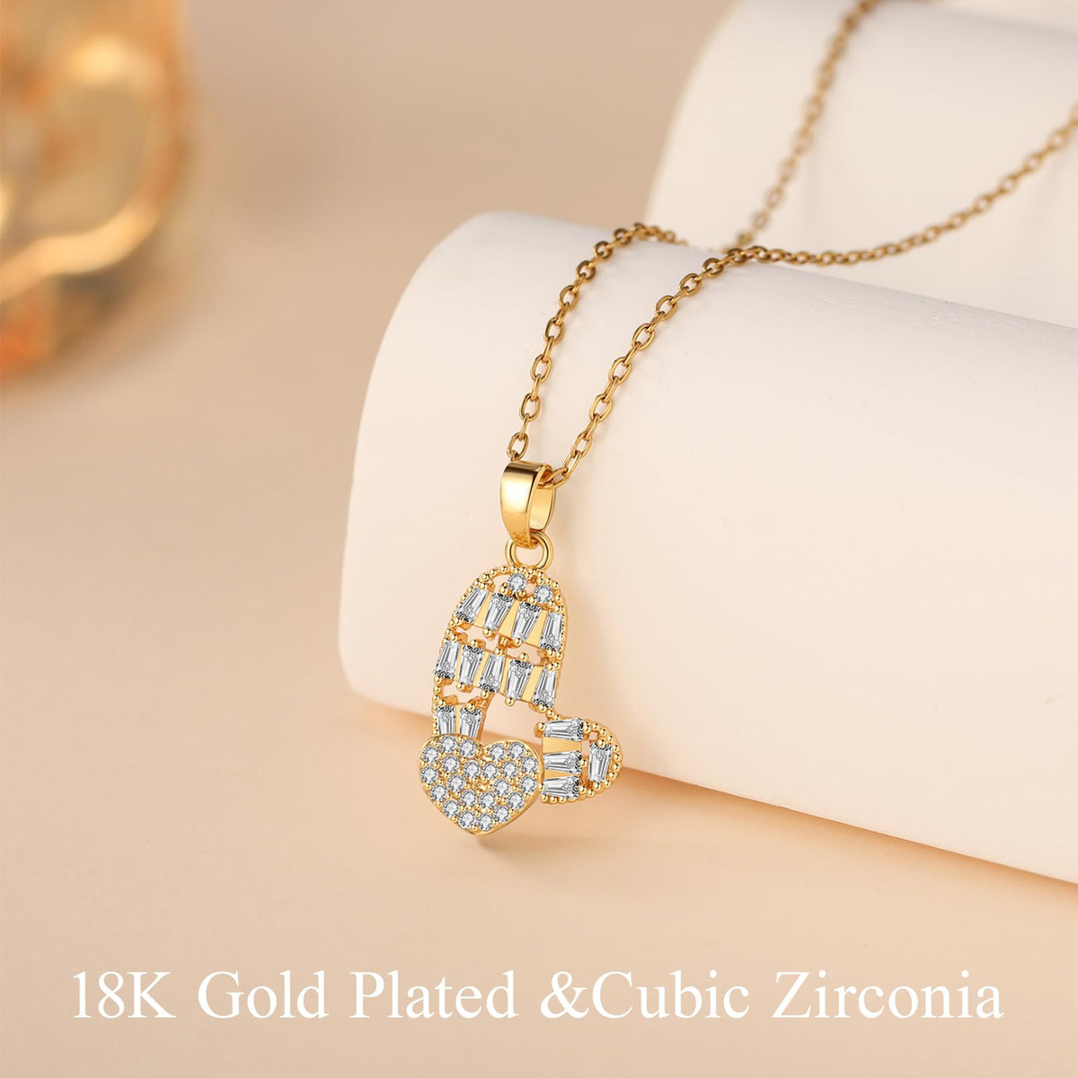 Dainty Gold Necklace for Women, 18K Real Gold Plated Necklace, White Gold Cross Silver Necklace, Cubic Zirconia Necklace, Birthday Gifts for Women Jewelry