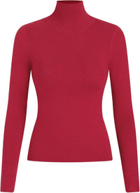CIDER Mock Turtleneck Tops for Women Ribbed Knit Long Sleeve Slim Fitted Fall Solid Sweater T Shirts