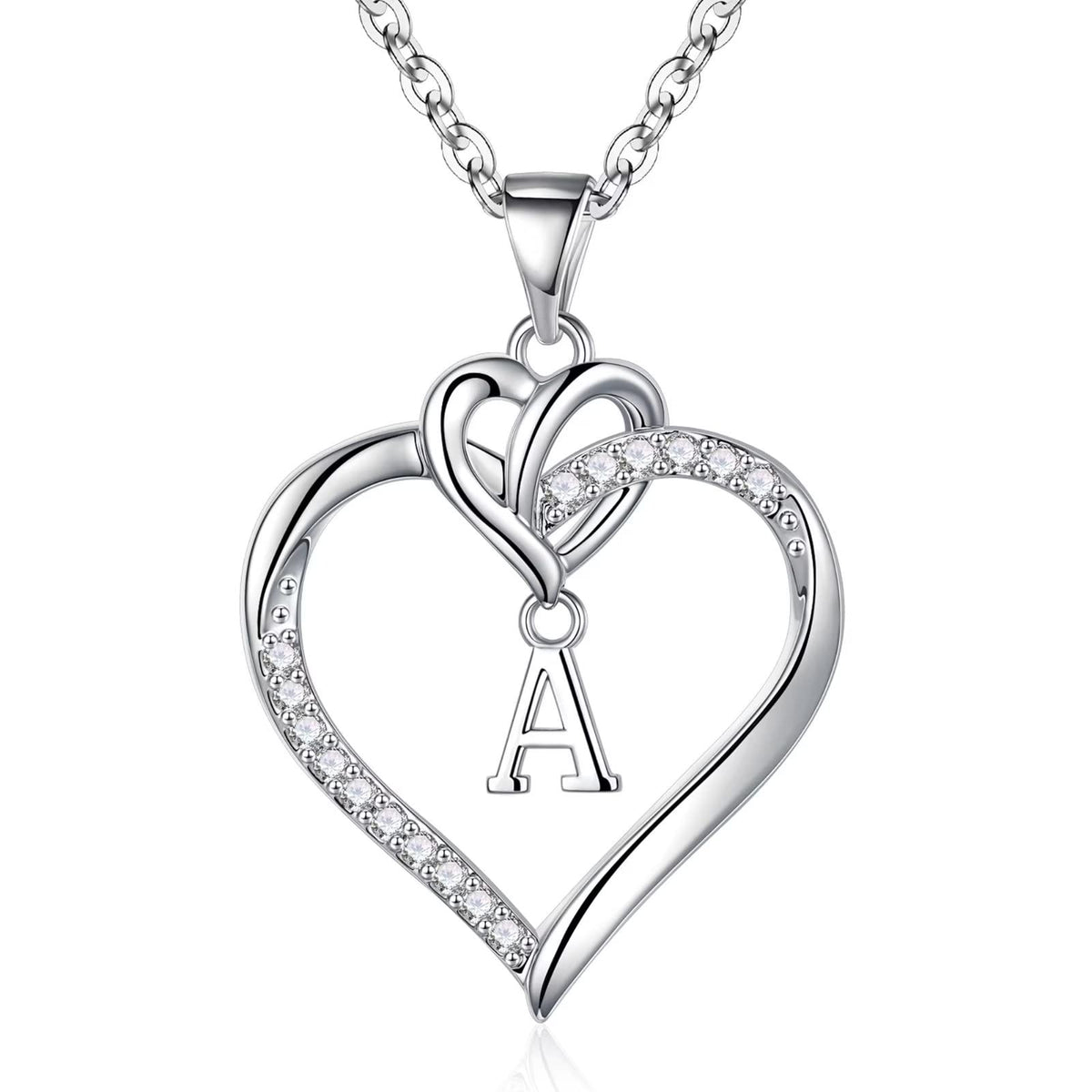 STORUP Heart Initial Necklaces for Women Girls, 14K-Gold-Plated Initial A-Z Heart Necklaces for Teen Girl Jewelry Birthday Gifts for Girls Women Her Wife Mom