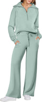 ANRABESS Women 2 Piece Outfits 2025 Fall Fashion Airport Wide Leg Pants Lounge Set Leisure Travel Vacation Clothes Sweatsuits