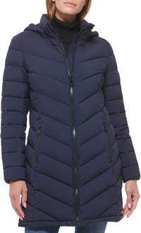 Calvin Klein Women's Long Chevron Puffer Jacket
