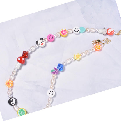 Natural Freshwater Pearl Fun Flirty Beaded Choker Necklace Handmade Summer Boho Jewlery Gifts for Women Teen