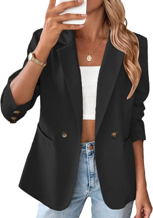 Mina Self 2025 Fall Women Casual Blazers - Long Sleeve Full-Lined Lightweight Slim Business Fashion Work Jacket Pocket