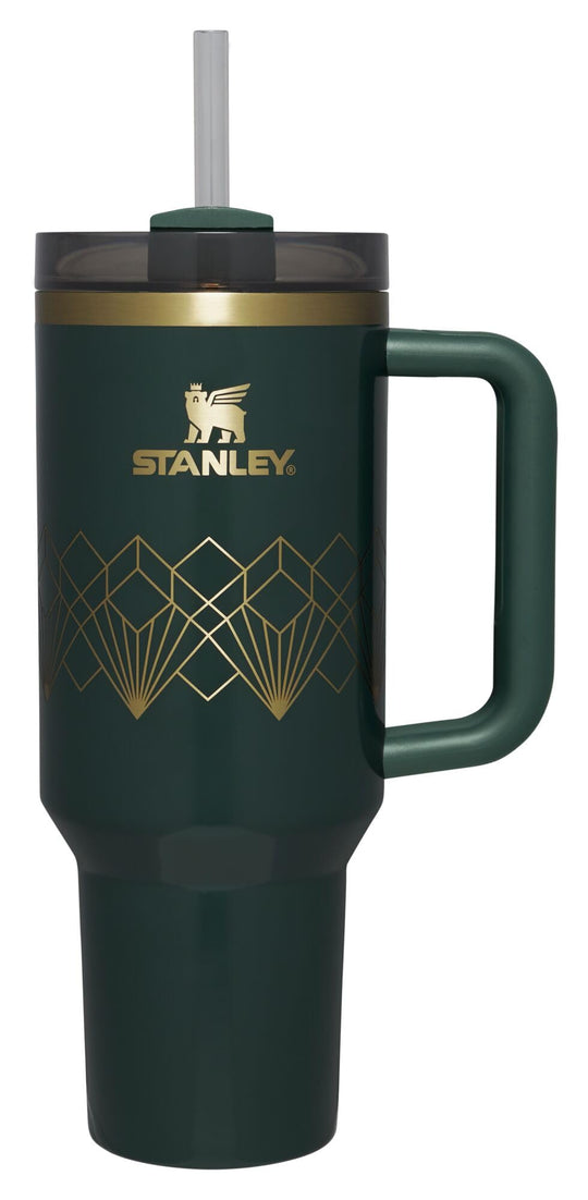 Stanley Quencher H2.0 Tumbler with Handle and Straw 40 oz | Flowstate 3-Position Lid | Cup Holder Compatible for Travel | Insulated Stainless Steel Cup | BPA-Free | Forrest Gloss Deco