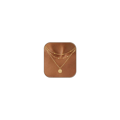 Layered Necklaces for Women, Dainty 14K Gold Plated Circle Peadant Chain Necklace Set Simple Paperclip Stacked Necklaces for Women Trendy Gold Jewelry